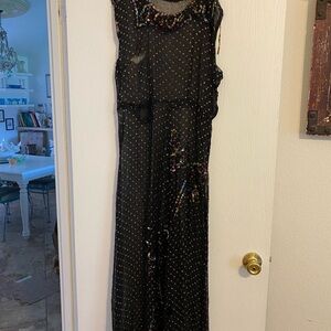 Vintage Black and Gold Sequined Maxi Dress